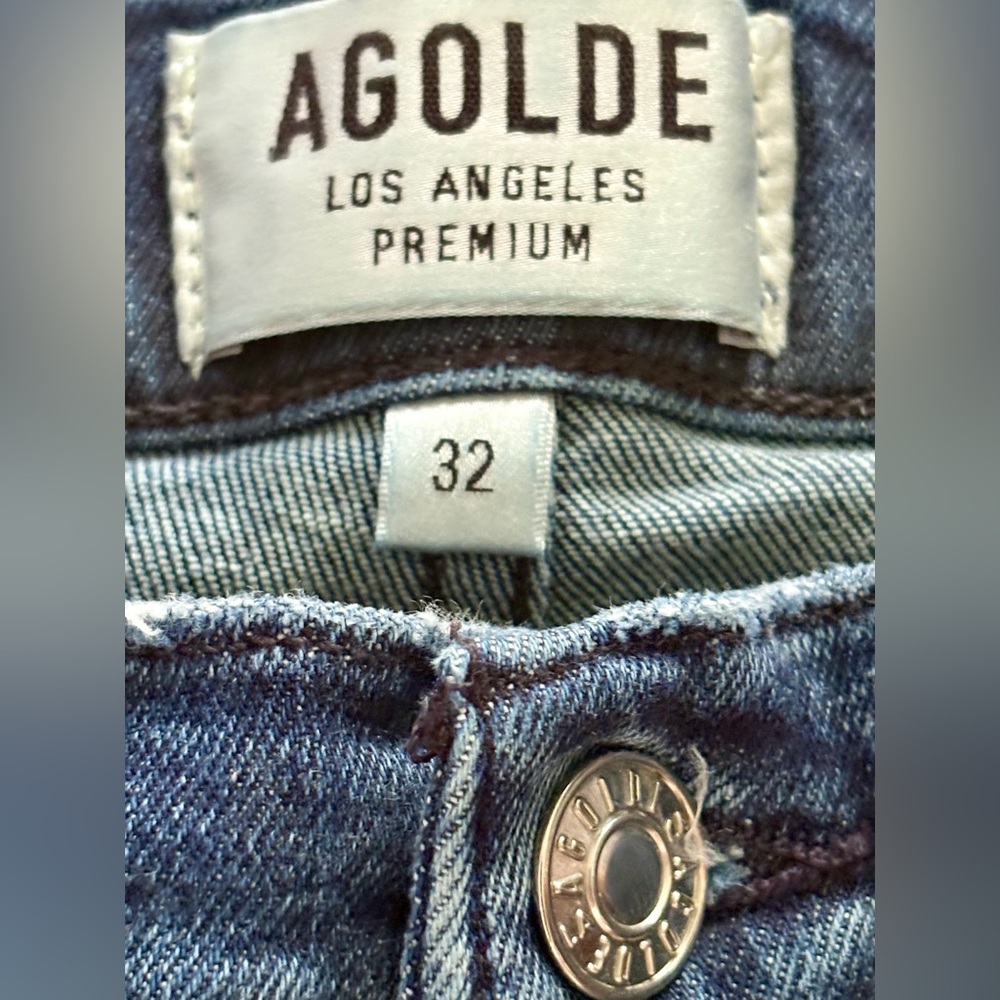 Agolde Distressed Dark Blue Women's Jeans - Picture 3 of 3